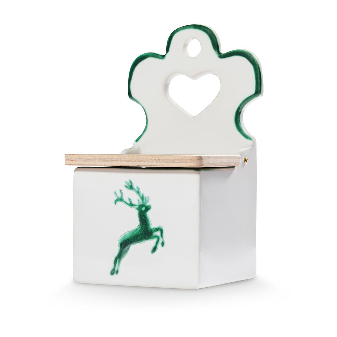 Green Deer, Salt Barrel with Wooden Lid (H: 18cm)
