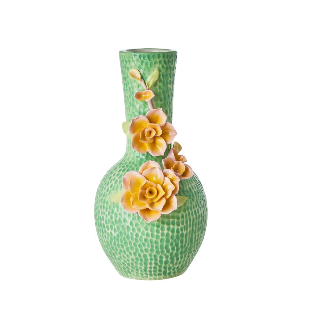 Ceramic Vase - Green - Flowers