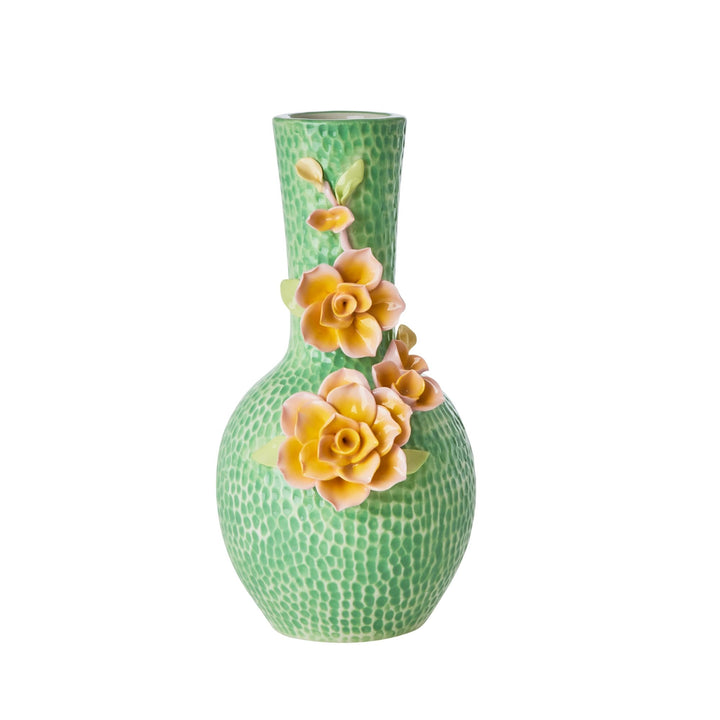 Ceramic Vase - Green - Flowers