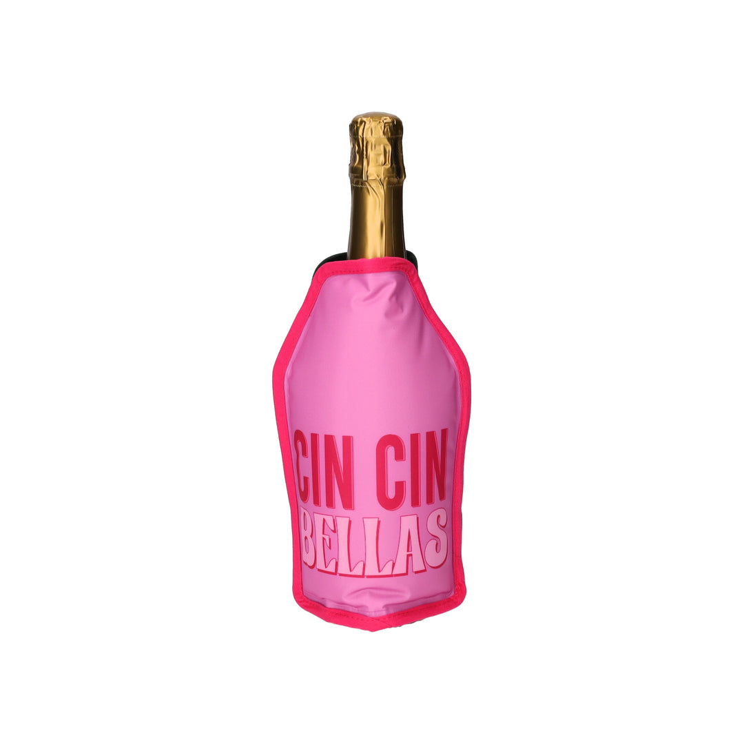 Kühlmanschette, Motiv: Cin Cin Bellas, Salute Ragazzi, rosa/ türkis