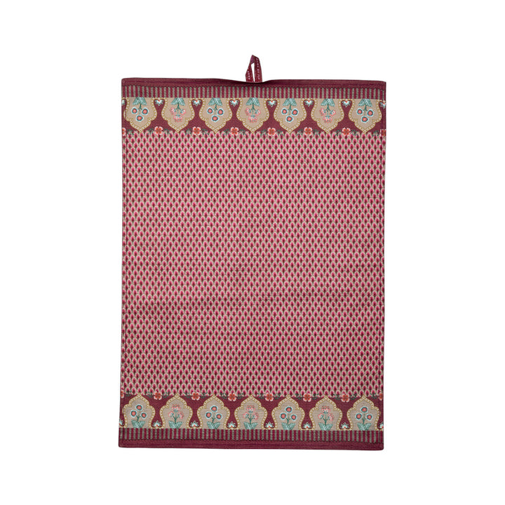 Tea Towel Flower Festival Scallop Dark Pink 50x70 cm