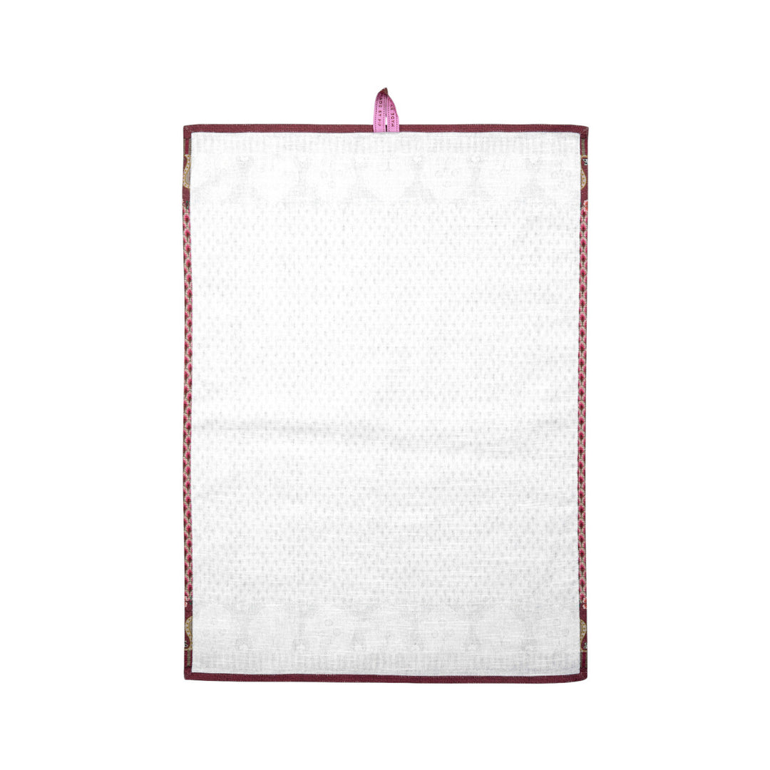 Tea Towel Flower Festival Scallop Dark Pink 50x70 cm
