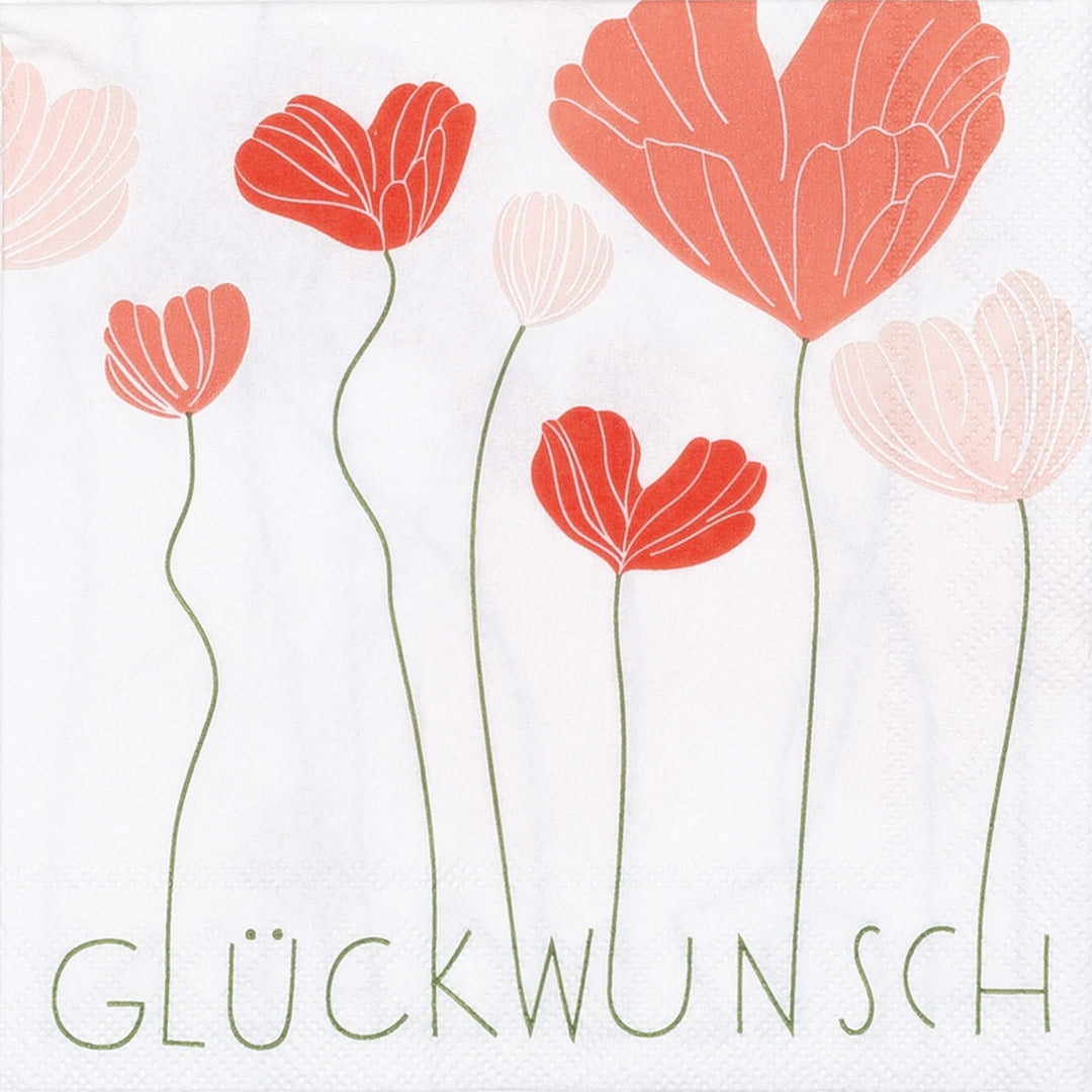 Cocktailserviette "Herzblüten Glückwunsch"