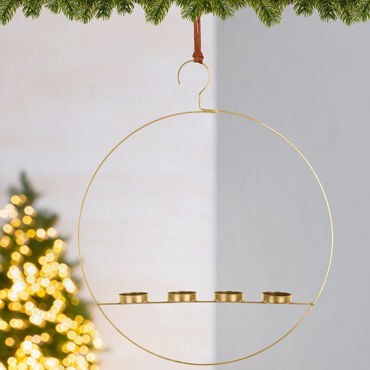 Candle Holder Wreath Gold for Tea Lights