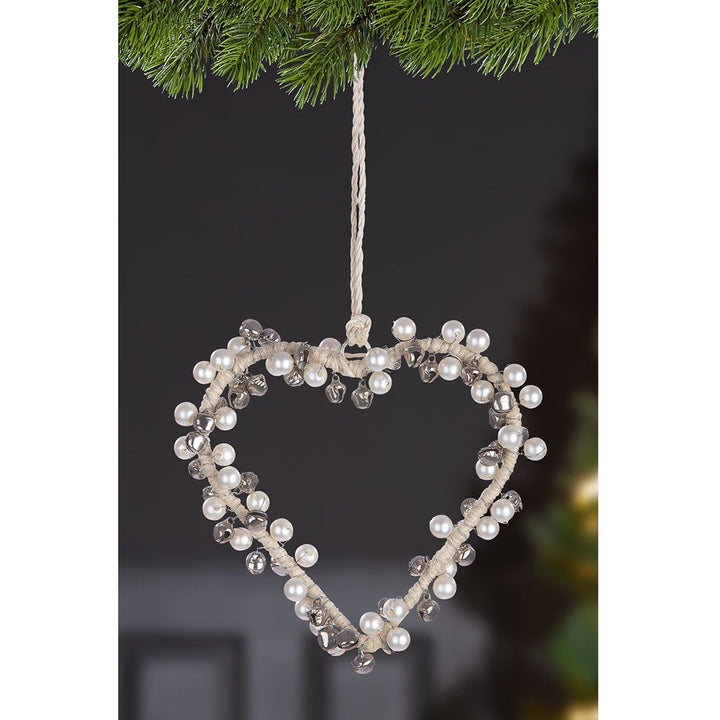 Textile Pendant Heart 'Pearl'