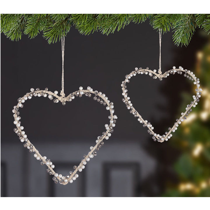 Textile Pendant Heart 'Pearl'