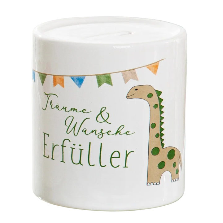 Spardose zylindrisch Dino „Träume & Wünsche Erfüller“