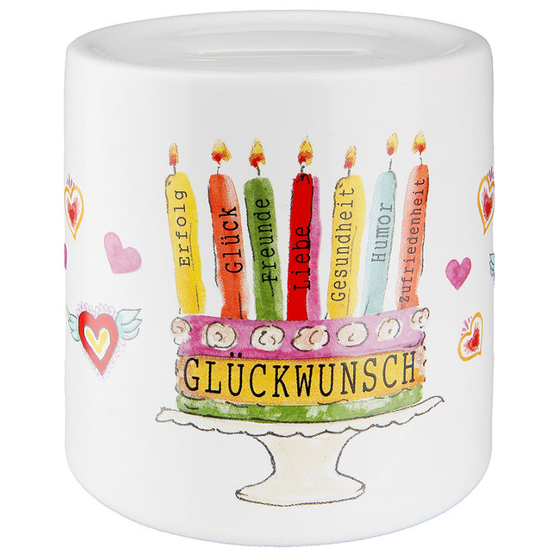 Spardose zylindrisch „Glückwunsch“