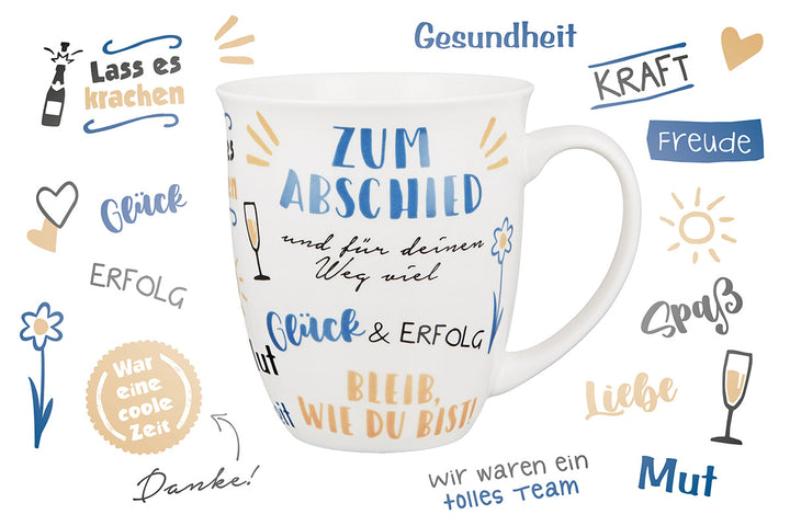 Porzellan Jumbo-Tasse 'Zum Abschied'