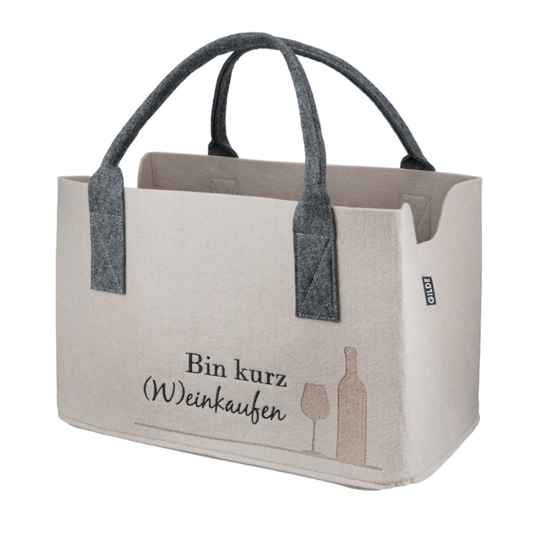 Filz Tasche 'bin kurz (W)einkaufen'