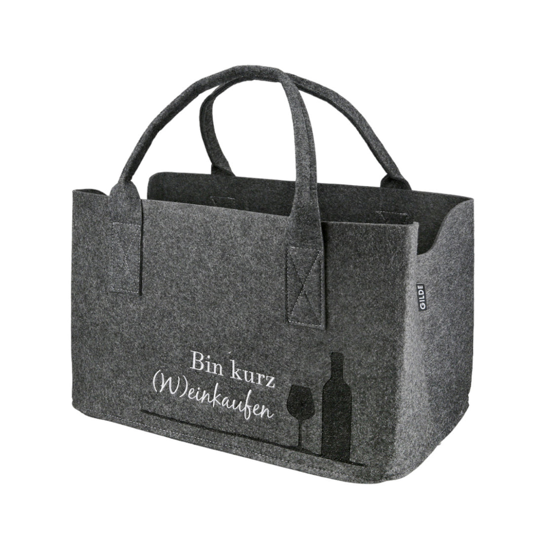 Filz Tasche 'bin kurz (W)einkaufen'