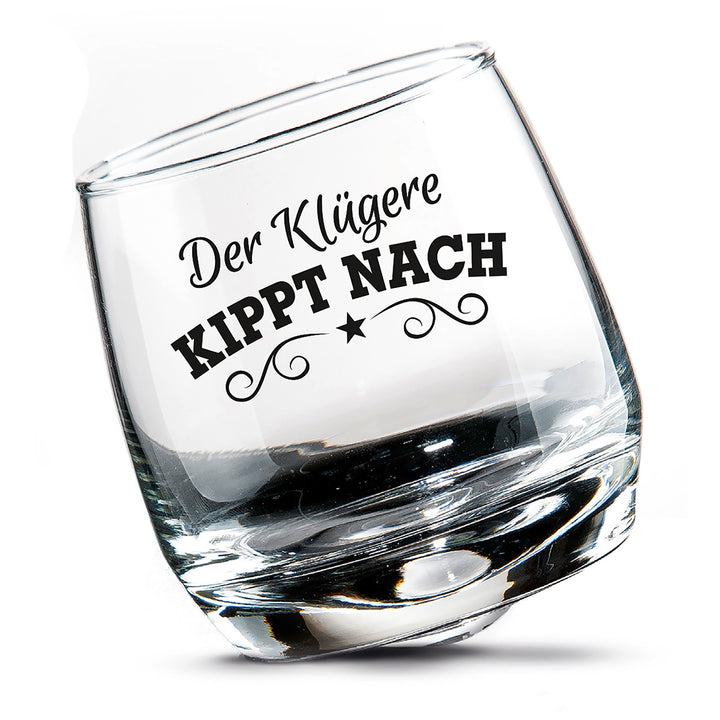 Glas Wackelglas 'Der Klügere kippt nach' 2er-Set