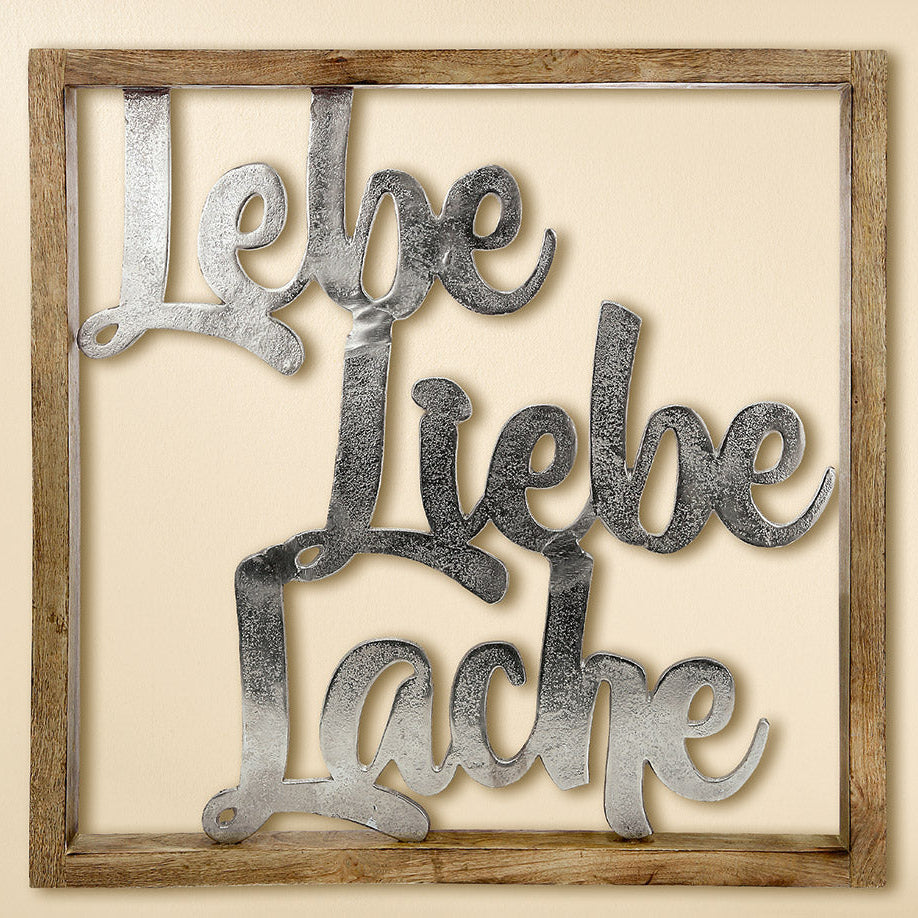 Holz Rahmen groß 'Lebe Liebe Lache'
