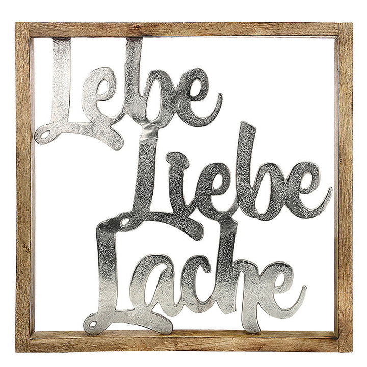Holz Rahmen groß 'Lebe Liebe Lache'
