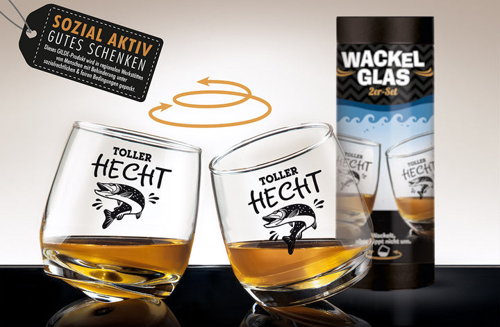 Glas Wackelglas 'Toller Hecht' 2er-Set