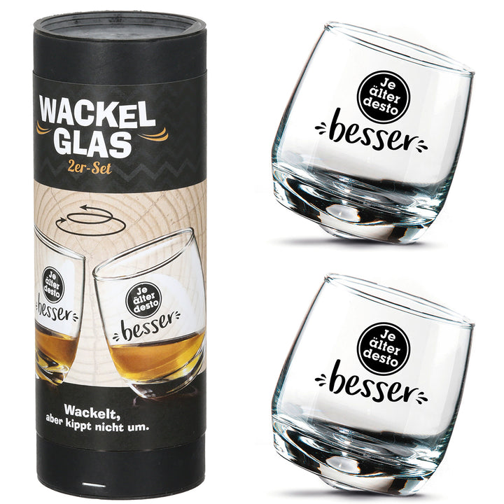 Glas Wackelglas „Je älter desto besser“ 2er-Set