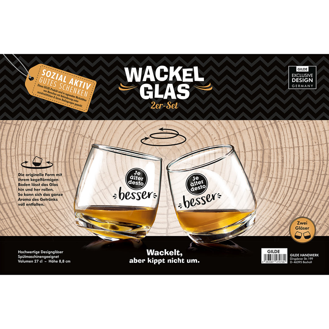 Glas Wackelglas „Je älter desto besser“ 2er-Set
