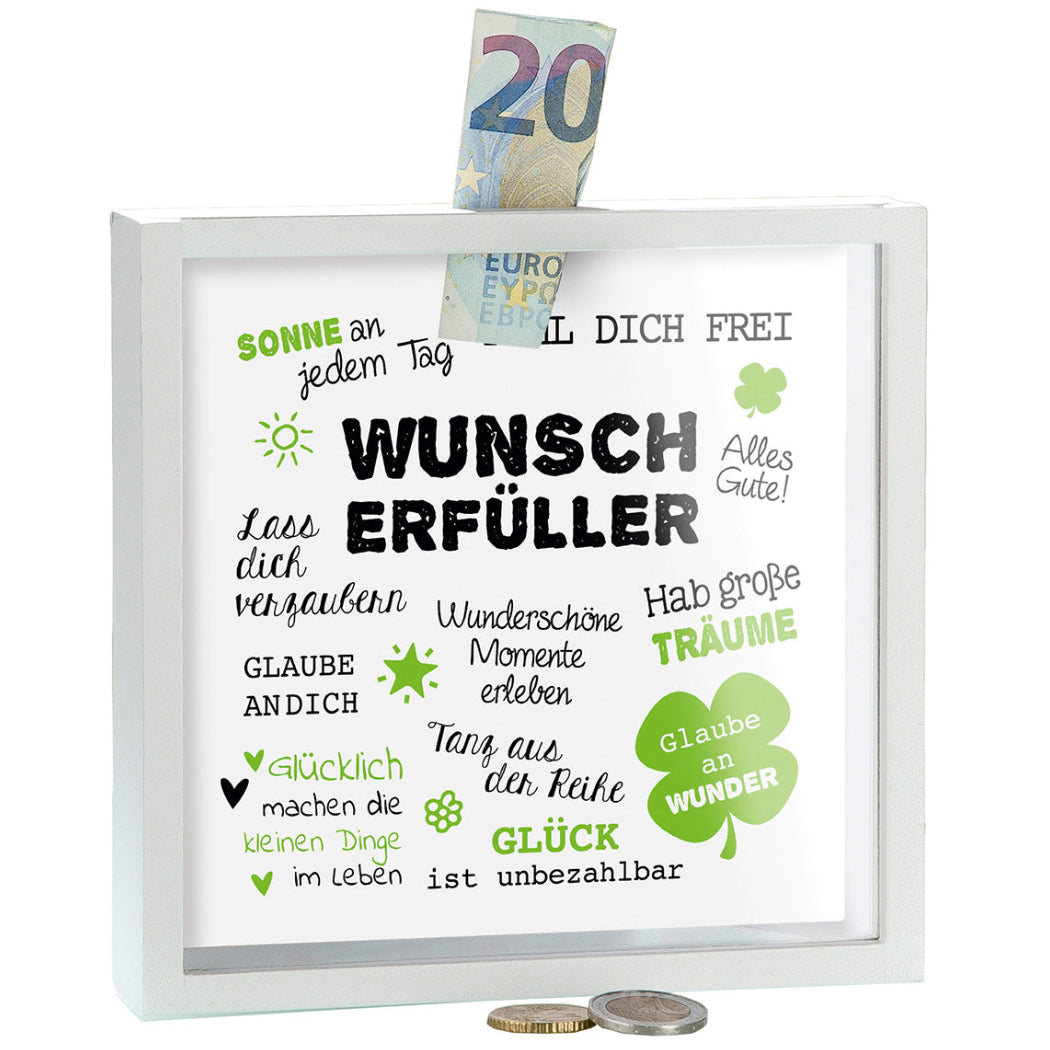 Spardose quadratisch „Wunscherfüller“