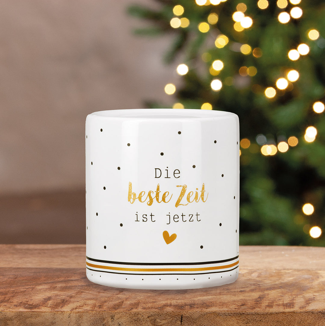 Spardose zylindrisch „Beste Zeit“