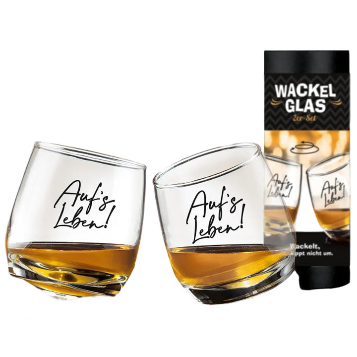 Glas Wackelglas „Auf's Leben!“ 2er-Set