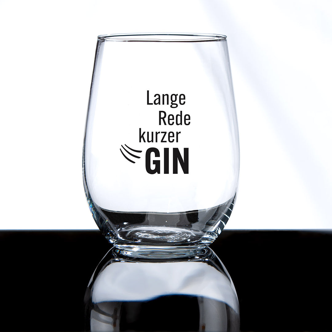 Ginglas rund „Lange Rede kurzer GIN“