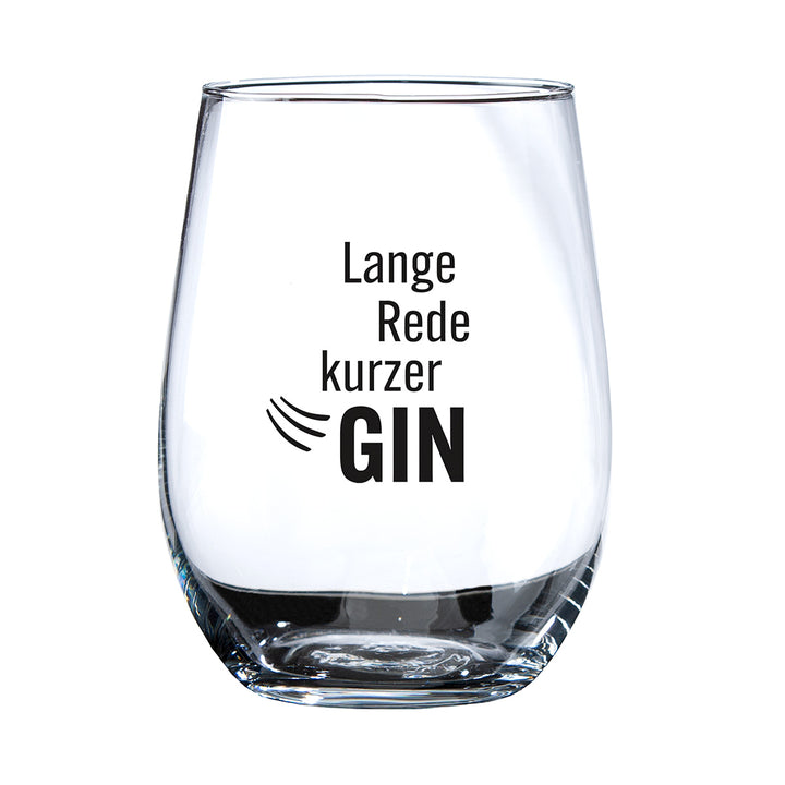 Ginglas rund „Lange Rede kurzer GIN“