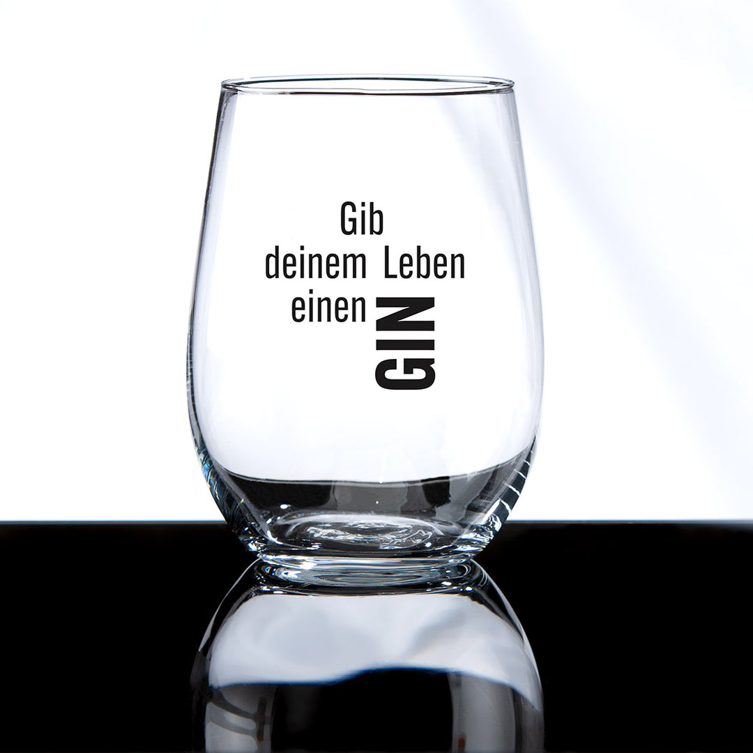 Ginglas rund „Gib deinem Leben einen GIN“
