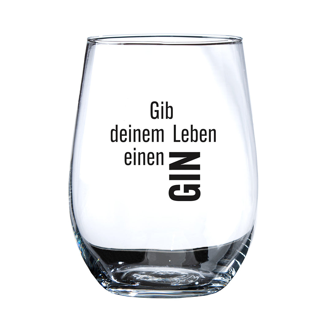 Ginglas rund „Gib deinem Leben einen GIN“