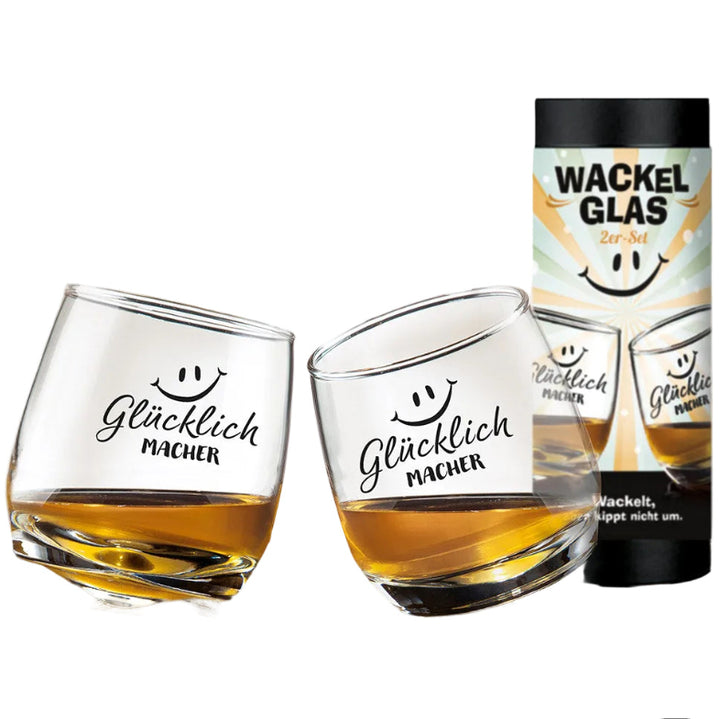 Glas Wackelglas „Glücklichmacher“ 2er-Set
