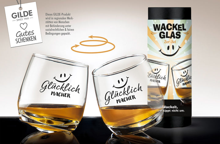 Glas Wackelglas „Glücklichmacher“ 2er-Set