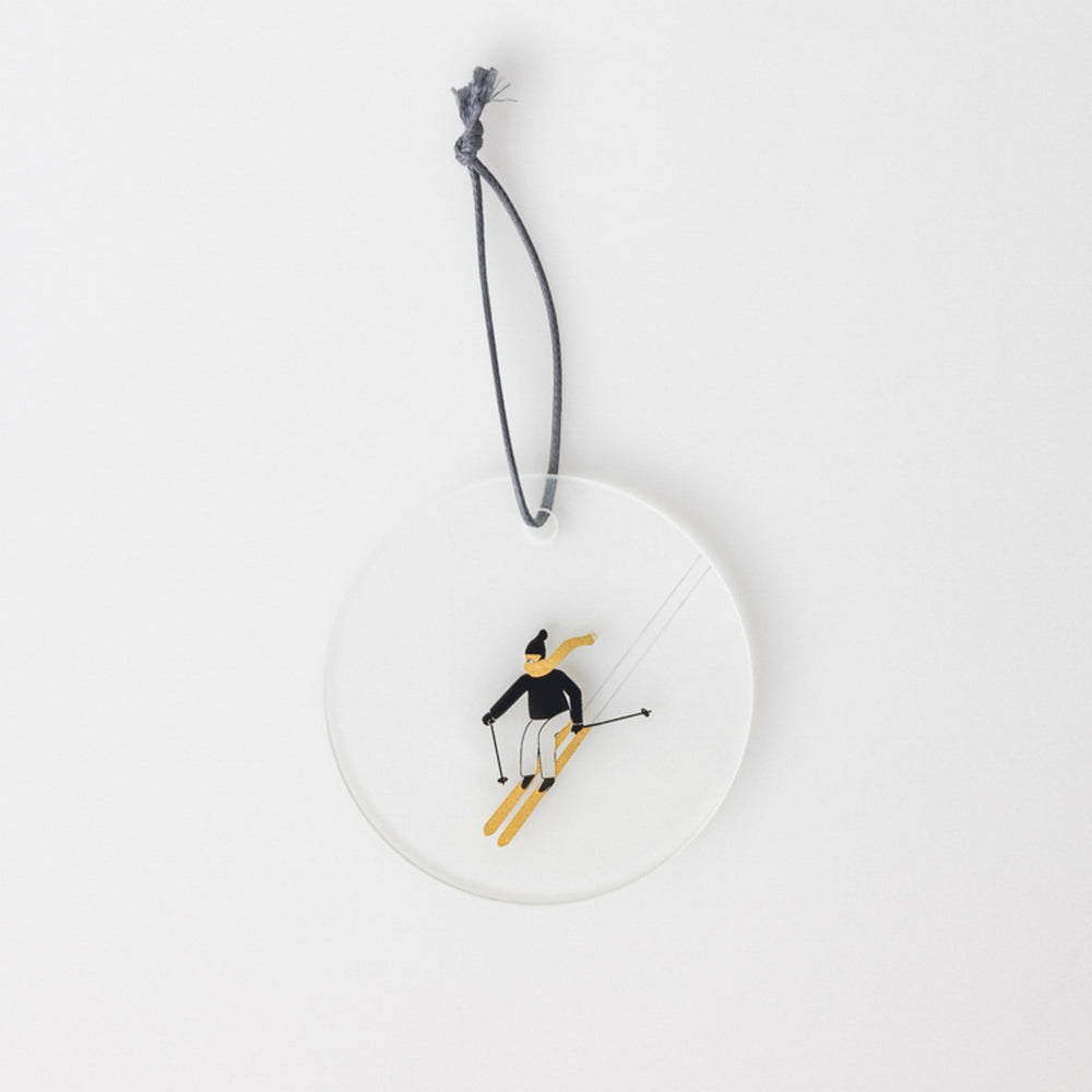 Schneetag Glashänger "Ski fahren"