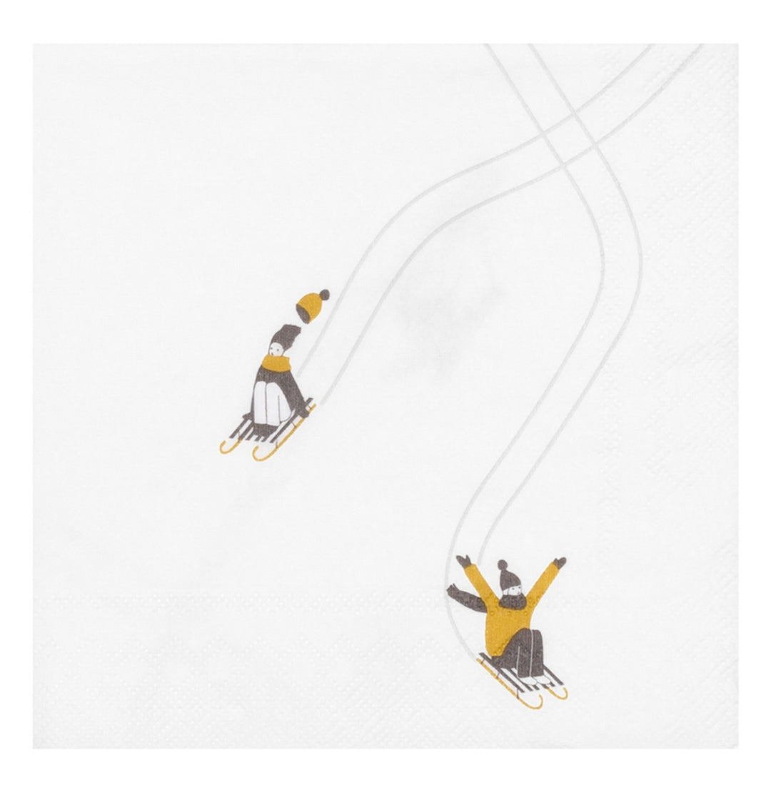 Cocktailserviette "Schlitten fahren"