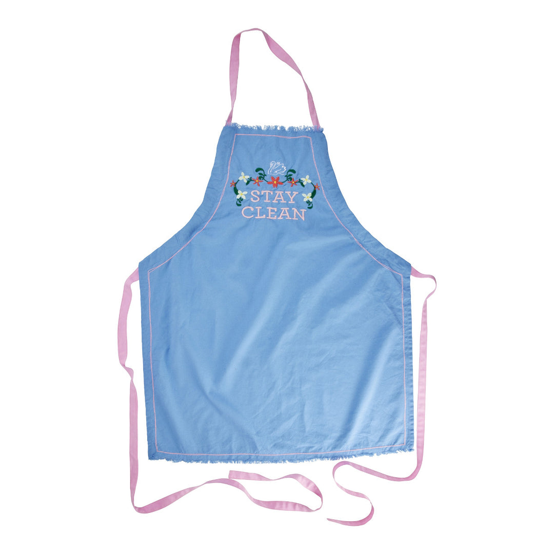 Enzymgewaschene Baumwoll-Schürze mit Stay Clean-Print- Blau