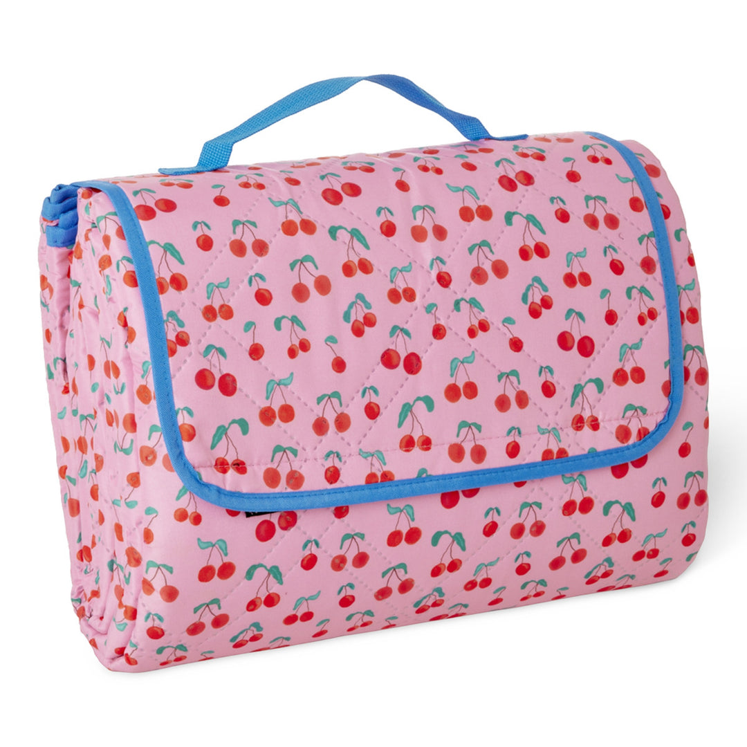 Picknickdecke mit wasserabweisender Rückseite- Kirschliebe-Print- Pink- 200 x 200 cm