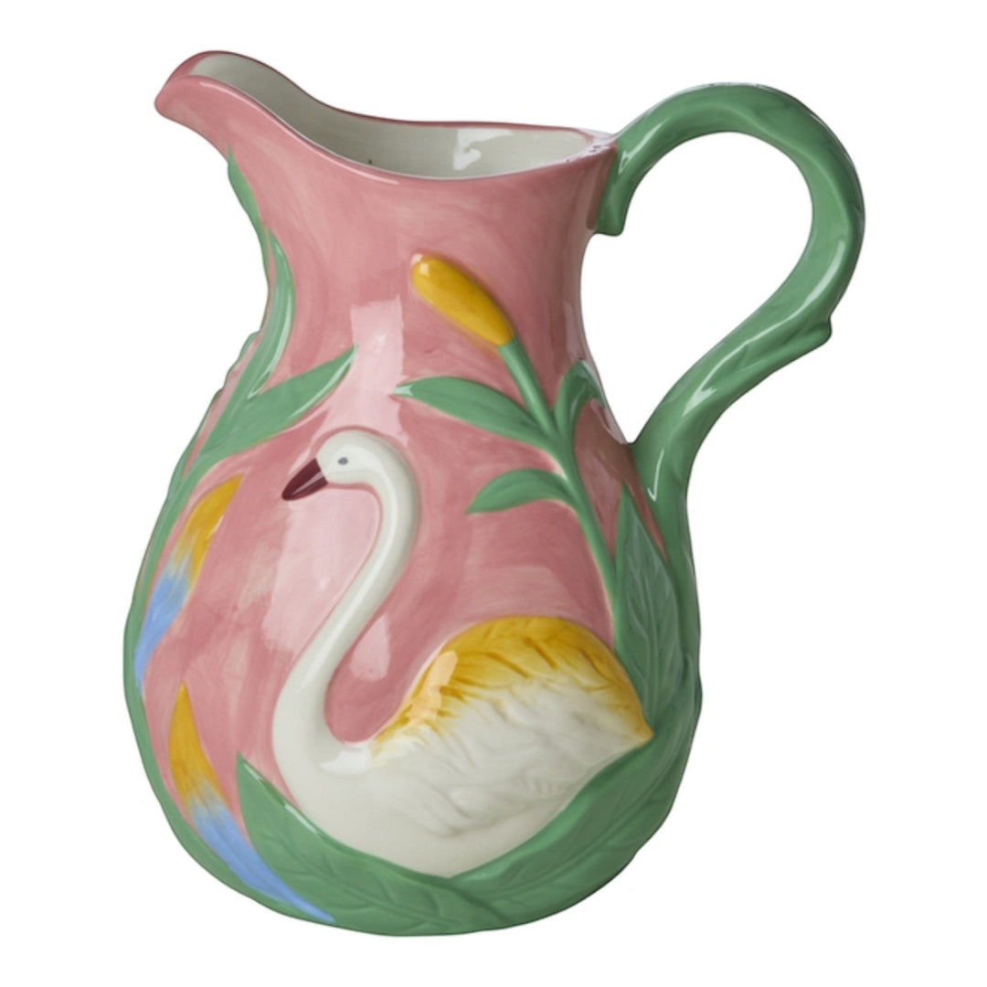 Keramikvase mit Schwan in Koralle