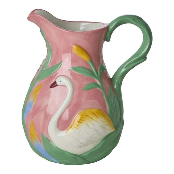 Keramikvase mit Schwan in Koralle