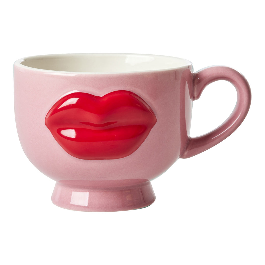 Keramiktasse mit geprägten roten Lippen – Pink – 250 ml