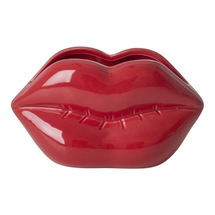 Keramikvase in Lippenform Rot