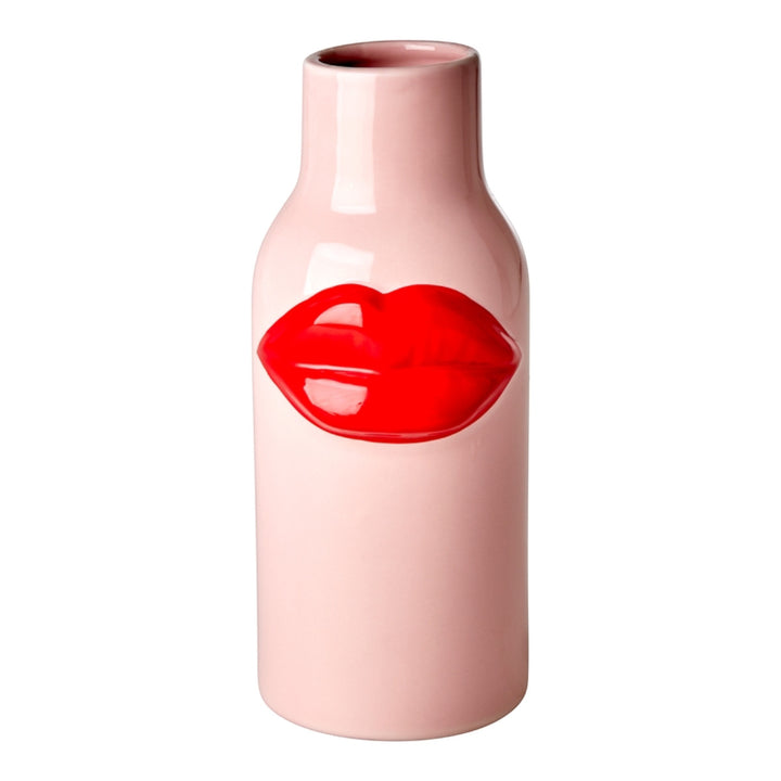 Keramikvase mit roten Lippen- groß