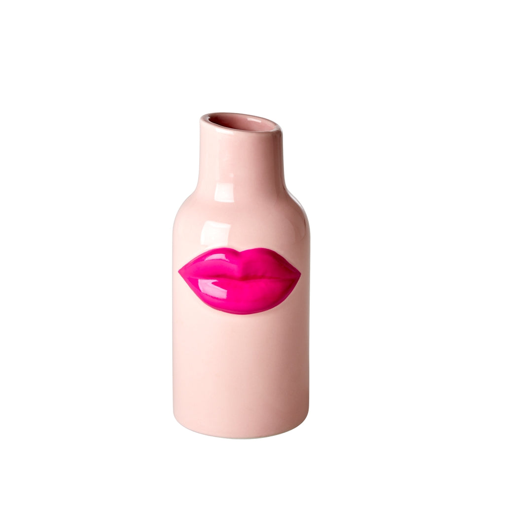 Keramikvase mit fuchsiafarbenen Lippen – klein