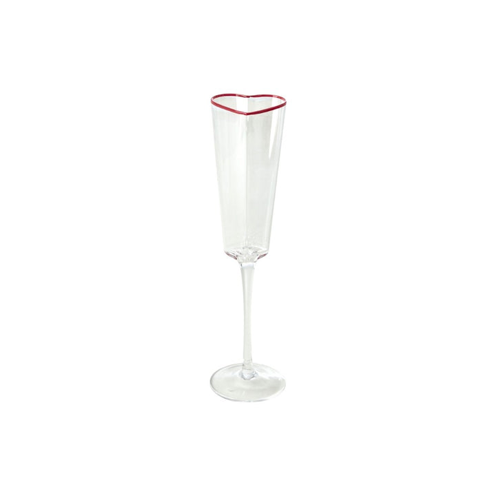 Sektglas in Herzform mit rotem Rand – 155 ml