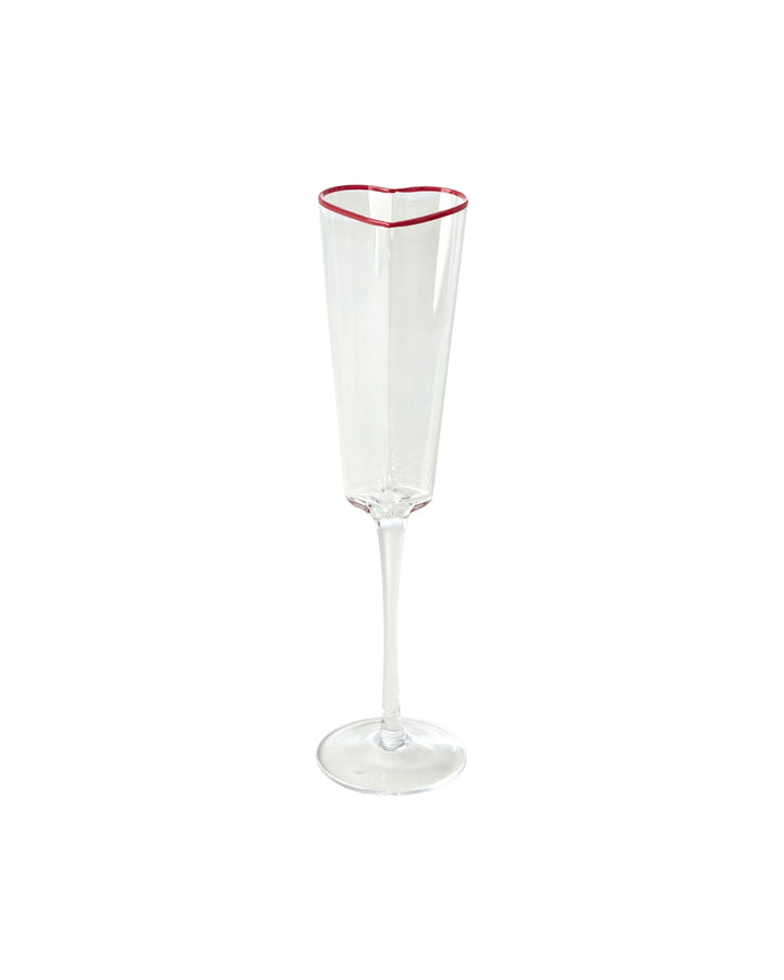 Sektglas in Herzform mit rotem Rand – 155 ml