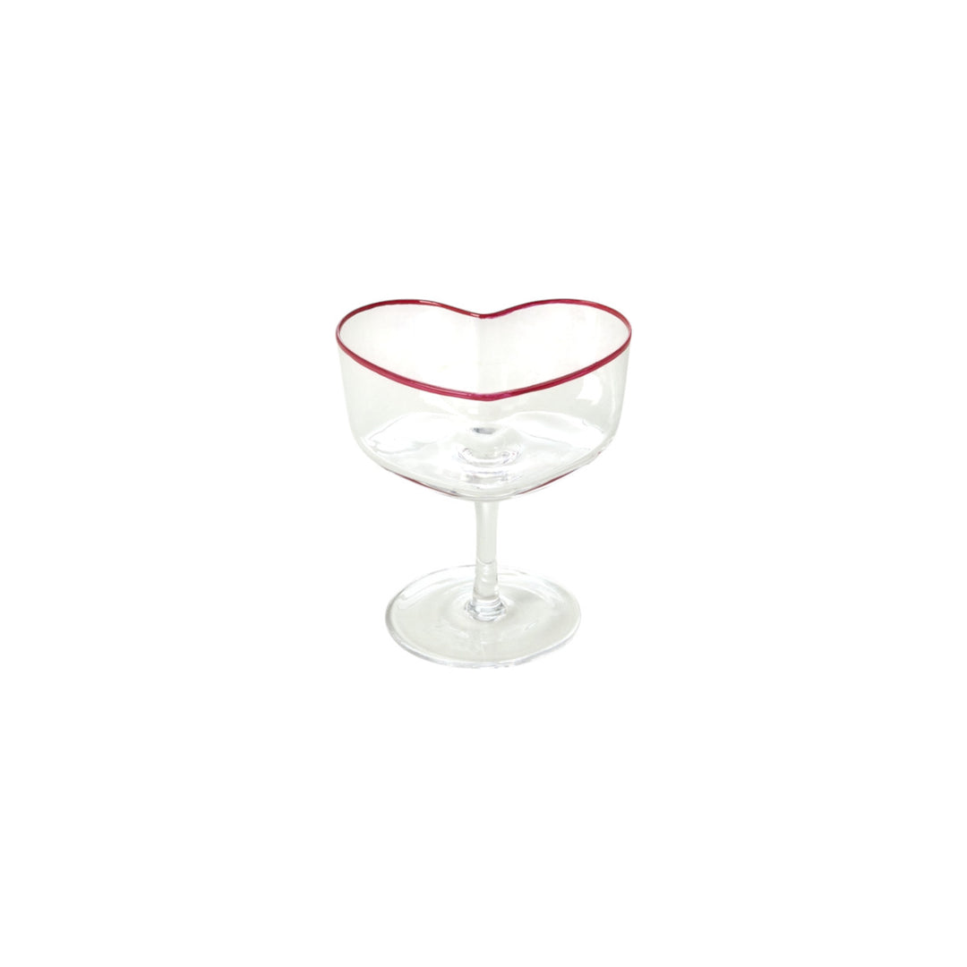 Sektglas in Herzform mit rotem Rand – 200 ml