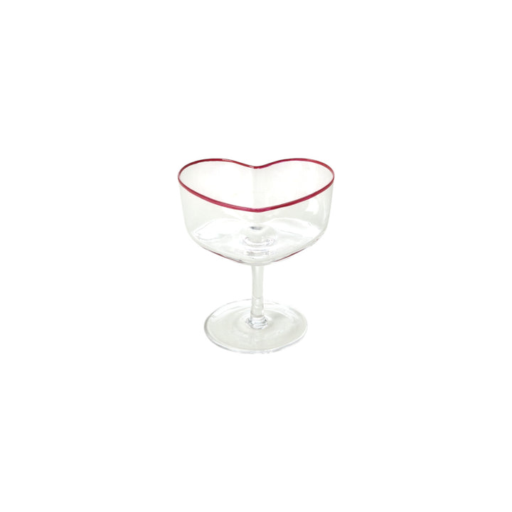 Sektglas in Herzform mit rotem Rand – 200 ml