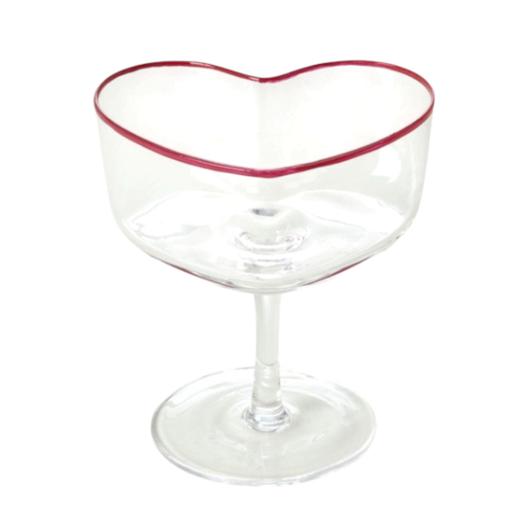 Sektglas in Herzform mit rotem Rand- 200 ml