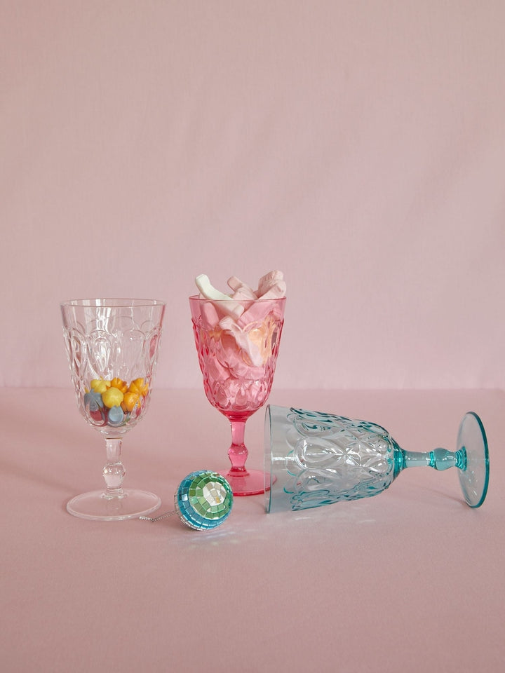 Pink acrylic wine glass with swirl embossing – 250 ml