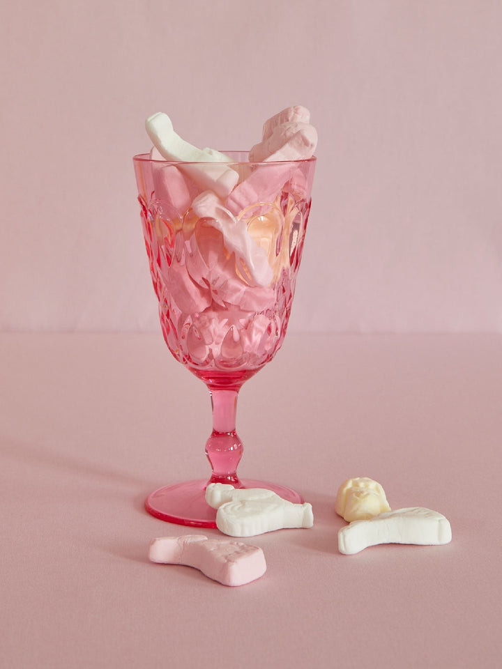 Pink acrylic wine glass with swirl embossing – 250 ml