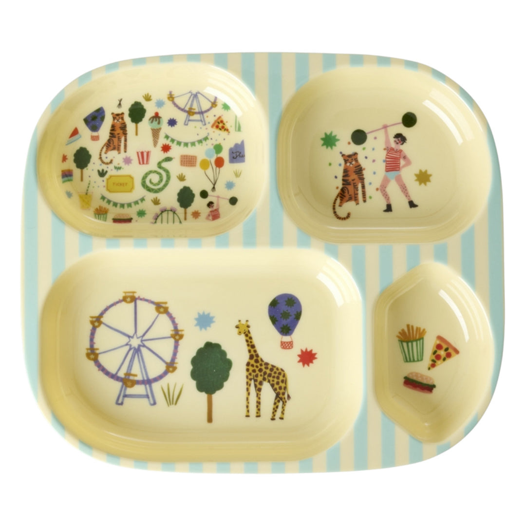 Melamin Kinder 4 Room Teller mit Mint Fun Fair Print