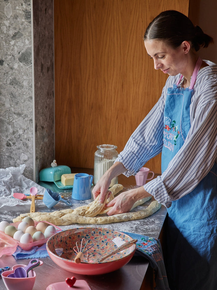 Silikonschaber mit Bambusgriff in sort. Farben – Set mit 4