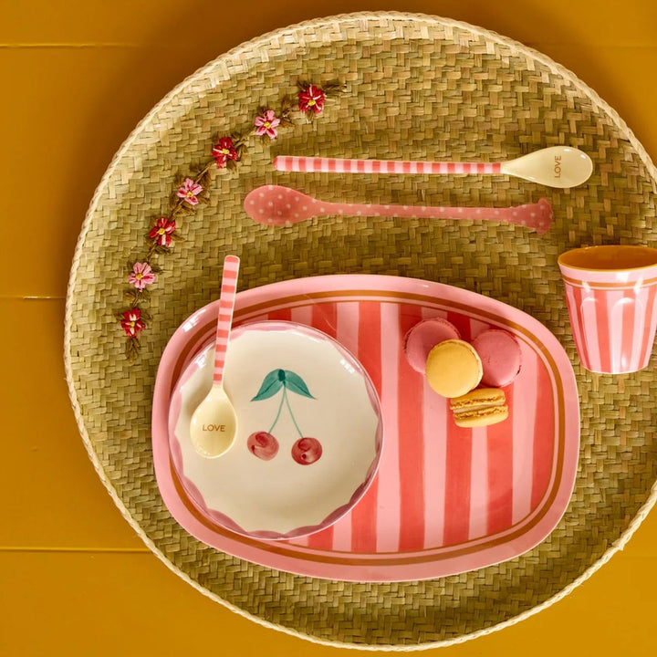 Rechteckiger Melamin-Teller Pink Organic Stripes Print